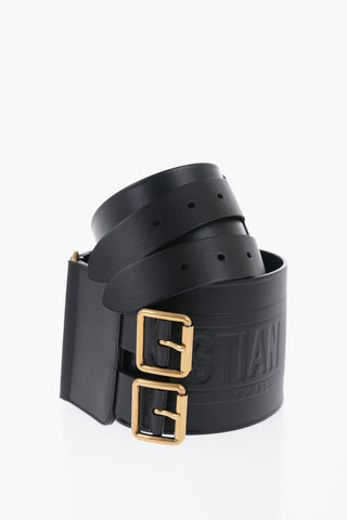 Maxi Leather Waist Belt with Double Golden Buckle 100mm