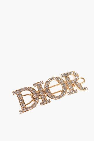 Golden-Effect Hairclip with Rhinestone Embellishment