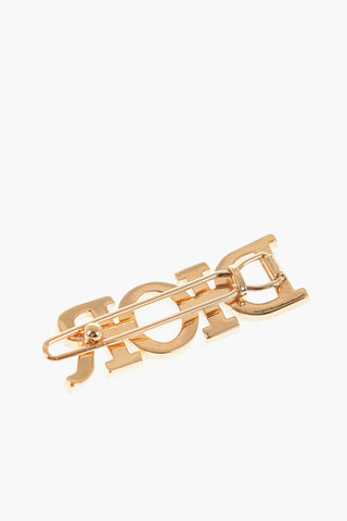 Golden-Effect Hairclip with Rhinestone Embellishment