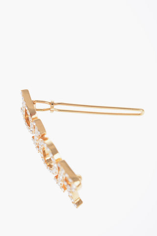 Golden-Effect Hairclip with Rhinestone Embellishment