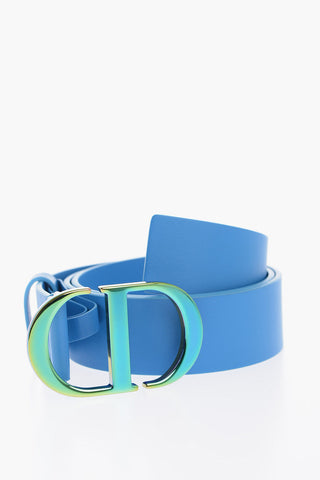 Leather 30 MONTAIGNE Belt with Iridescent Buckle 35mm