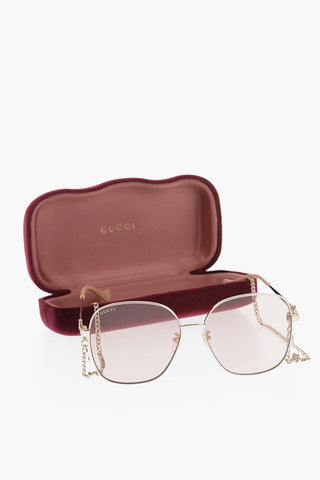 Metal Frame Sunglasses with Golden Chain