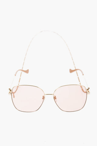 Metal Frame Sunglasses with Golden Chain