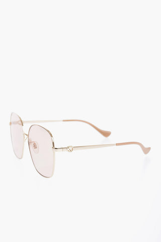 Metal Frame Sunglasses with Golden Chain