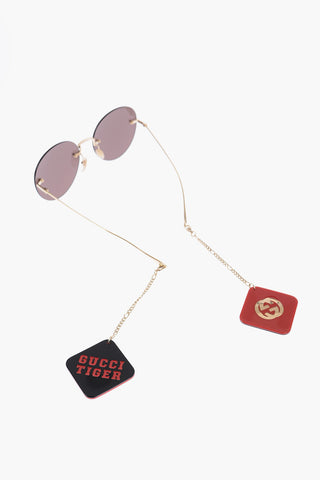 Metal Frame Round Sunglasses Enriched by Removable Pendants
