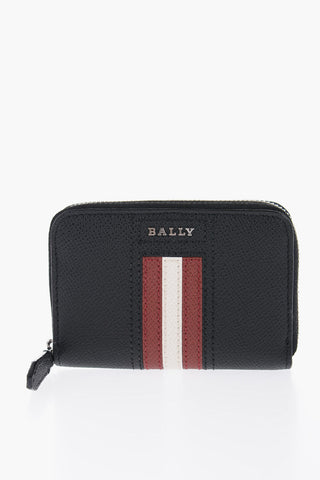 Textured Leather Wallet with Bally Stripe Detail