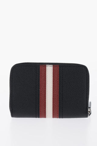 Textured Leather Wallet with Bally Stripe Detail
