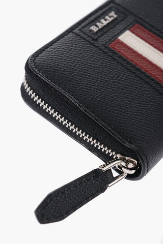Textured Leather Wallet with Bally Stripe Detail