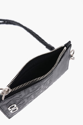 Leather GANCINI Card Holder with Embossed Logo and Removable Shoulder Strap