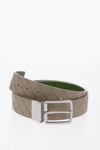 Reversible Leather Belt with Braided Motif On One Side