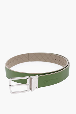 Reversible Leather Belt with Braided Motif On One Side