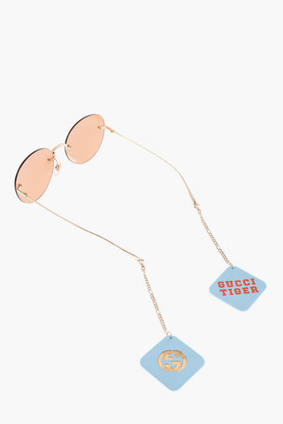 Metal Frame Round Sunglasses Enriched by Removable Pendants