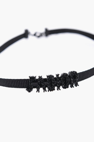 Rhinestones Embellished J'ADIOR Fabric Choker Necklace