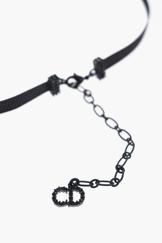 Rhinestones Embellished J'ADIOR Fabric Choker Necklace