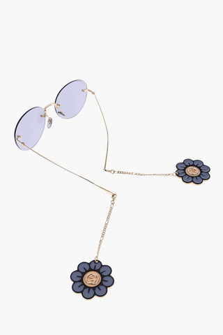Metal Frame Round Sunglasses Enriched by Removable Pendants
