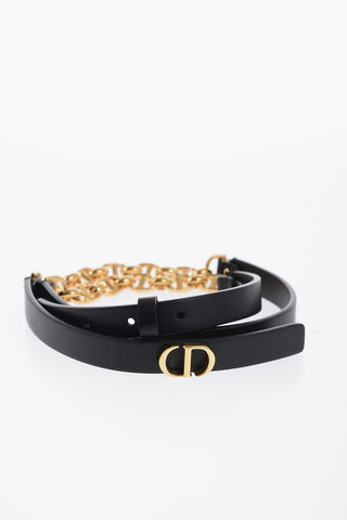 Leather Belt with Golden Metal Details 15mm