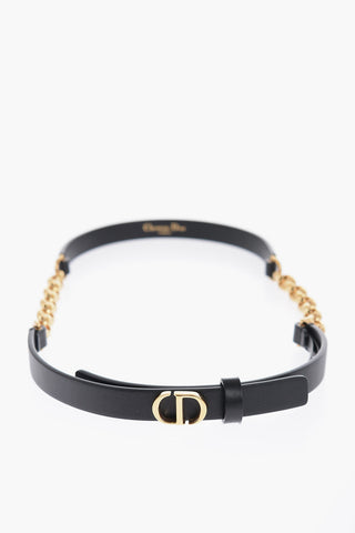 Leather Belt with Golden Metal Details 15mm