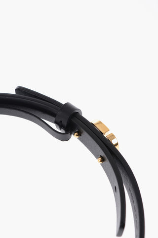 Leather Belt with Golden Metal Details 15mm