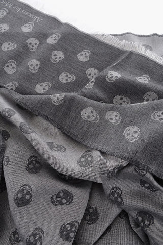 Wool and Silk Scarf with All-Over Skulls