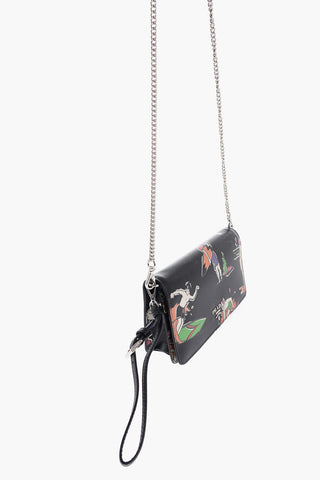 Saffiano Leather Shoulder Bag with Removable Chain