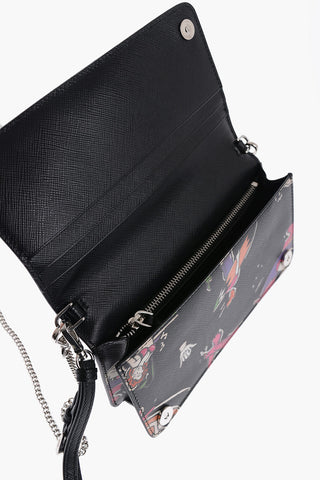 Saffiano Leather Shoulder Bag with Removable Chain