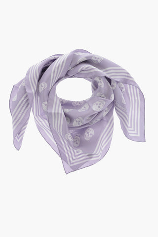 Silk Foulard with All-Over Skulls