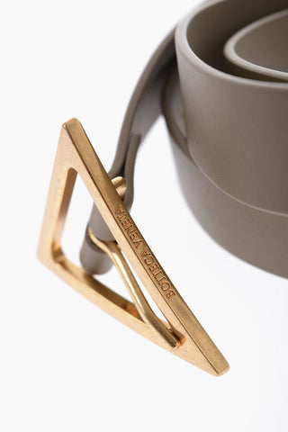 Solid Color Leather Belt with Golden Triangle Buckle 25mm