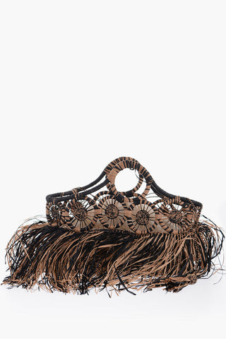 Two-Tone Raffia Hand Bag