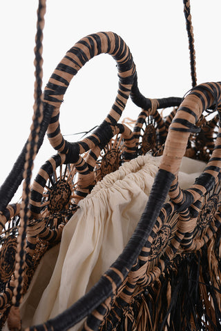 Two-Tone Raffia Hand Bag