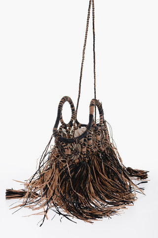 Two-Tone Raffia Hand Bag