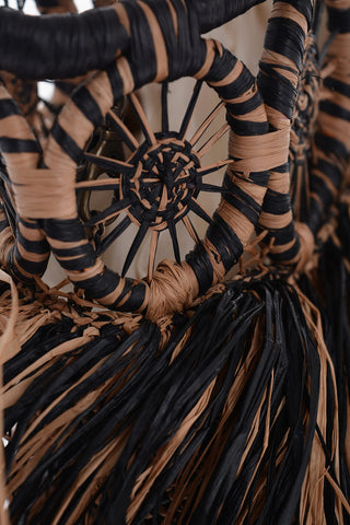Two-Tone Raffia Hand Bag
