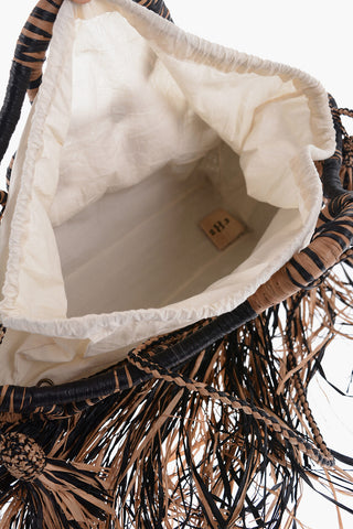Two-Tone Raffia Hand Bag