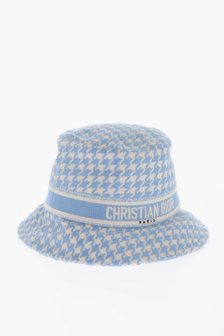 Houndstooth Motif Cotton Bucket Hat