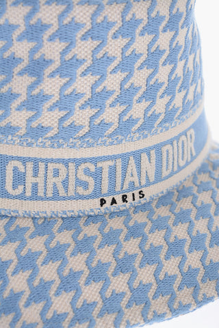 Houndstooth Motif Cotton Bucket Hat
