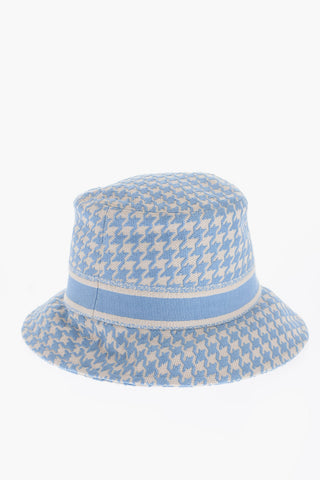 Houndstooth Motif Cotton Bucket Hat