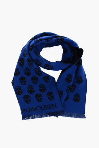 All-Over Skulls Embroidered Wool UPSIDE DOWN Scarf