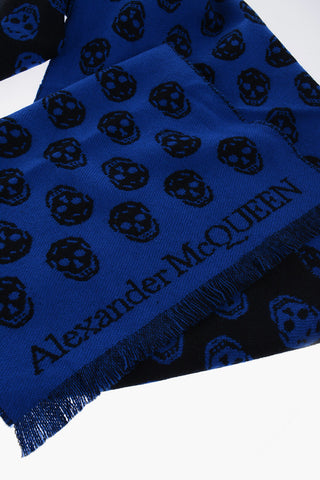 All-Over Skulls Embroidered Wool UPSIDE DOWN Scarf