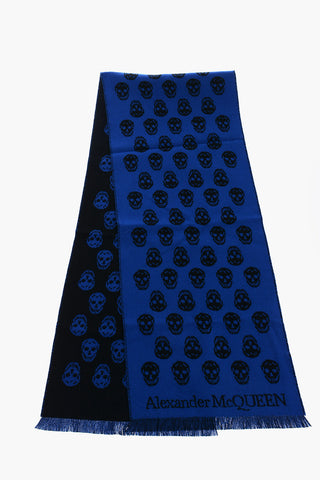 All-Over Skulls Embroidered Wool UPSIDE DOWN Scarf