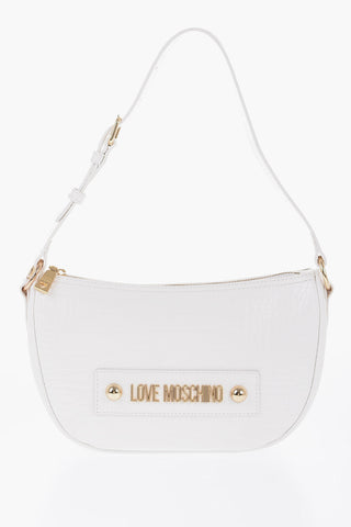 LOVE Borsa a Spalla Effetto Coccodrillo con Placca Logo