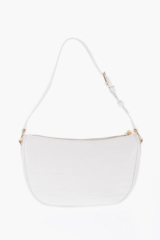 LOVE Crocodile Effect Shoulder Bag with Logo Plaque