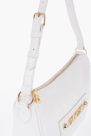 LOVE Borsa a Spalla Effetto Coccodrillo con Placca Logo