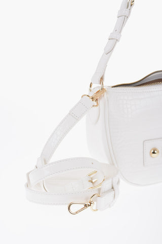 LOVE Borsa a Spalla Effetto Coccodrillo con Placca Logo