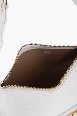 LOVE Borsa a Spalla Effetto Coccodrillo con Placca Logo