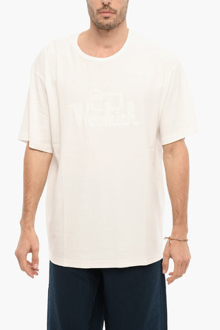 T-Shirt Girocollo in Tinta Unita con Logo Tono su Tono