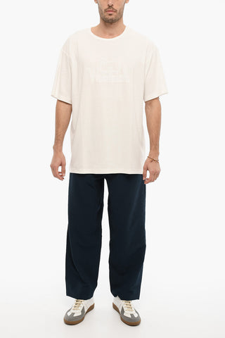 Solid Color Crew-Neck T-Shirt with Tone-on-Tone Logo