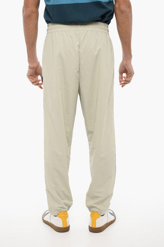 Nylon Single-Pleat Pants with Elastic Waistband