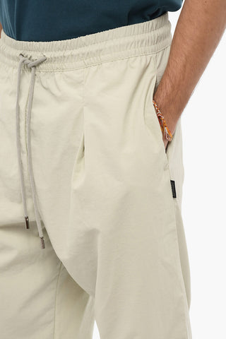 Nylon Single-Pleat Pants with Elastic Waistband