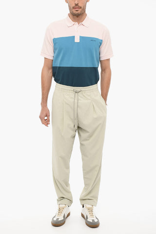 Nylon Single-Pleat Pants with Elastic Waistband