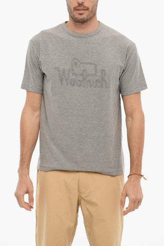 Solid Color Crew-Neck T-Shirt with Tone-on-Tone Logo