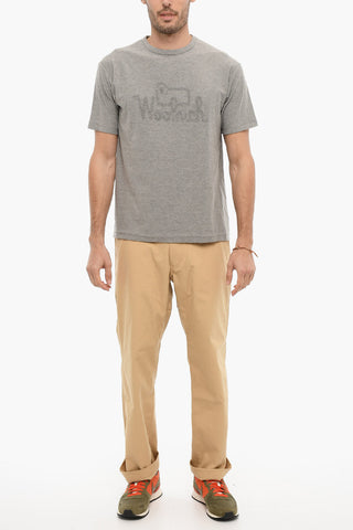 Solid Color Crew-Neck T-Shirt with Tone-on-Tone Logo